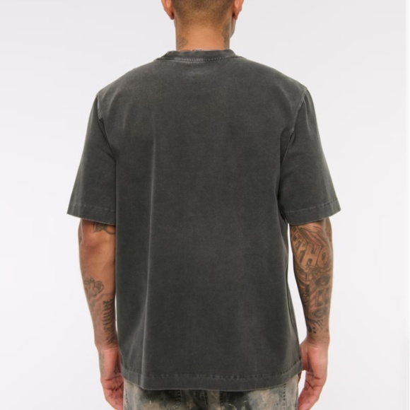 Abercrombie & Fitch Premium Essentials Heavyweight T-Shirt, Black Wash, Size L - Picture 3 of 15